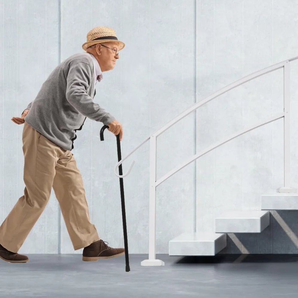 Grisham Aluminum Handrails for Outdoor Steps,3 Step Outdoor Hand Railing Fits 1 to 3 Steps Outdoor Railing Stair Railing Kit (2