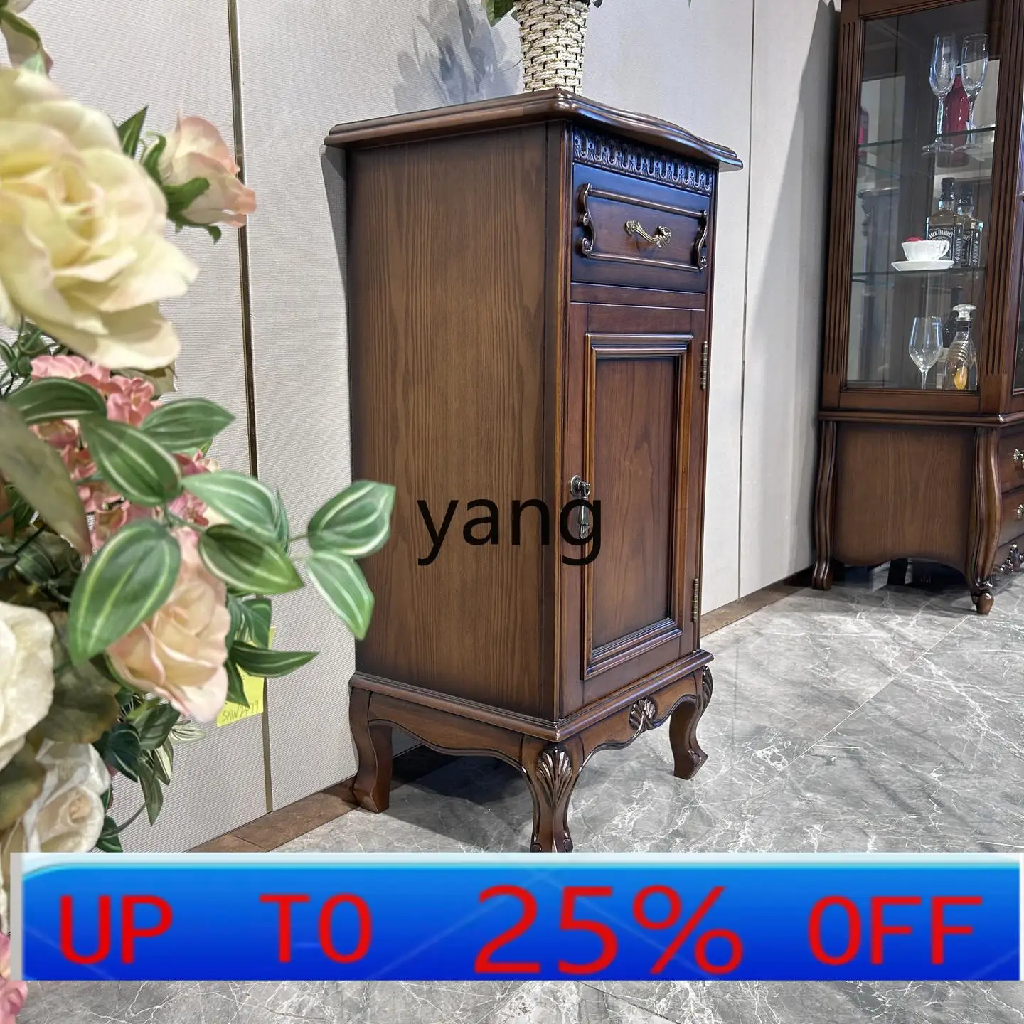 

Lmm bedroom bedside solid wood locker living room retro entrance small chest storage side cabinet