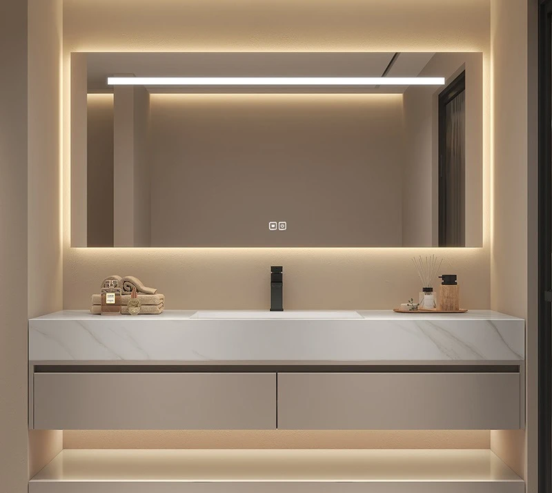Rock slab bathroom cabinet combination bathroom seamless integrated washstand face wash basin cabinet