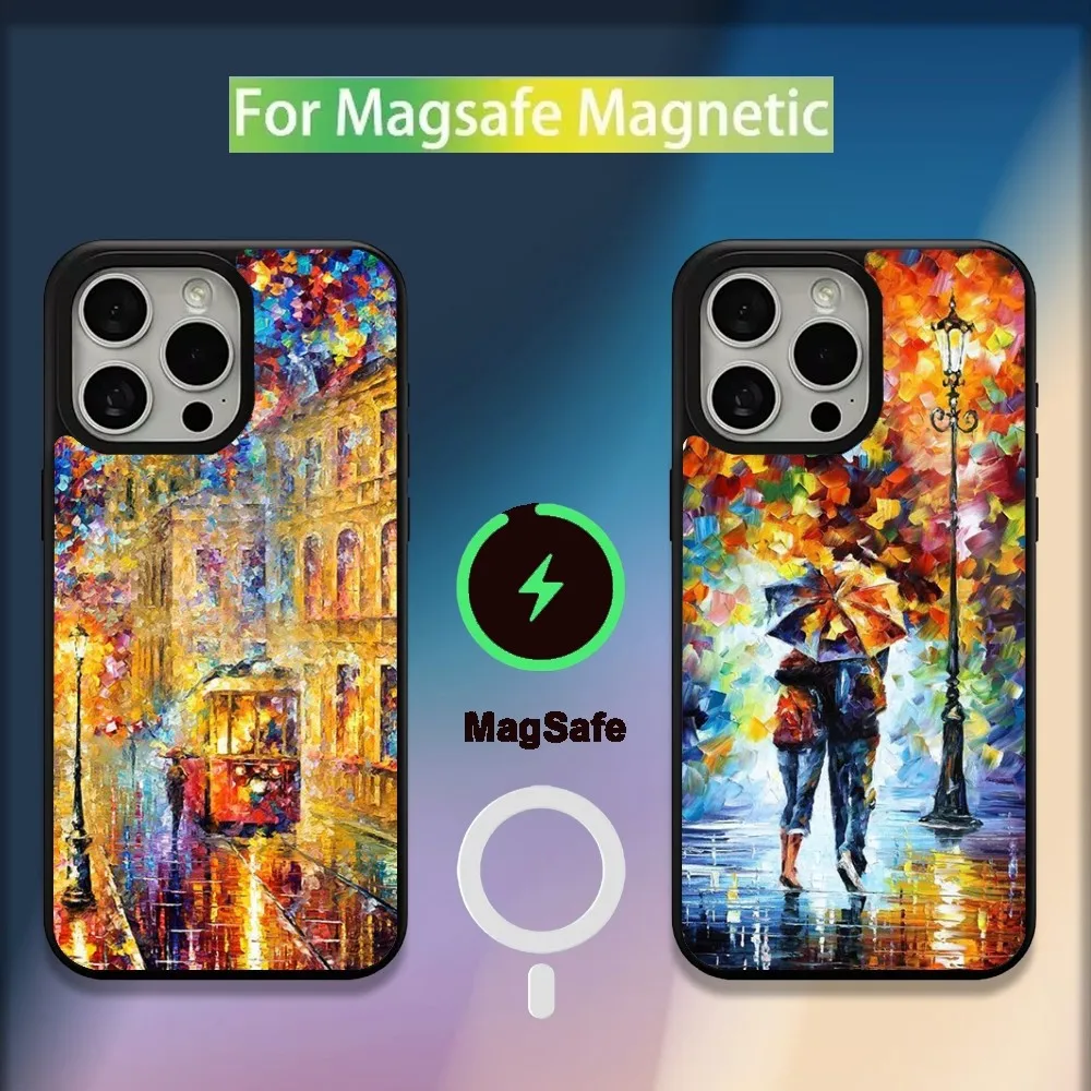 L-Leonid Afremov Oil Painting Phone Case For iPhone 16,15,14,13,12,11,Plus,Pro,Max,Mini Magsafe Magnetic Wireless Charging