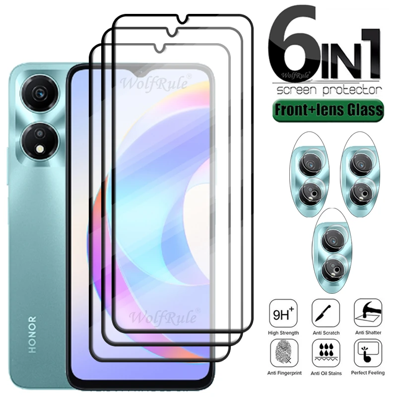 6-in-1 For Honor X5 Plus Glass Huawei Honor X5 Plus Tempered Glass 9H Full Cover Glue Screen Protector Honor X5 Plus Lens Glass