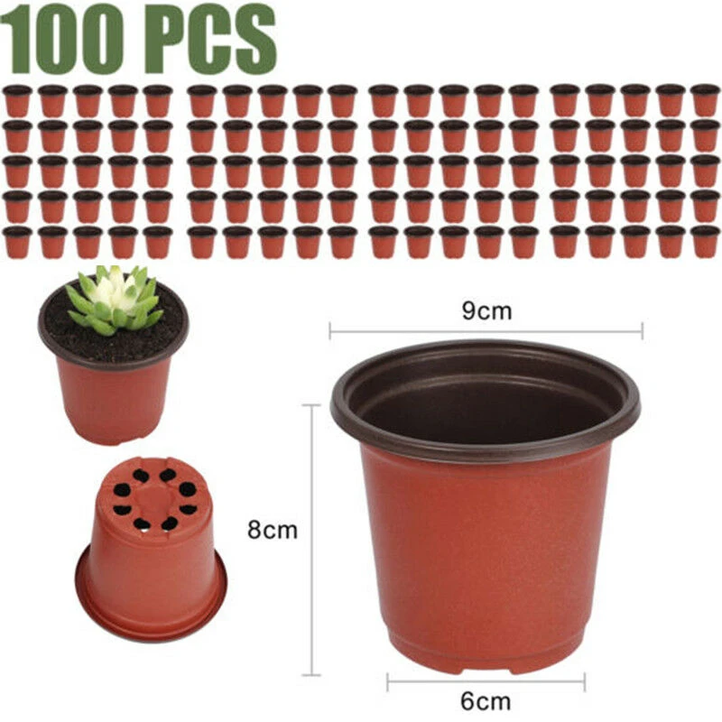 100Pcs Plastic Plant Nutrition Pots Baskets Flower Nursery Pot Container Garden