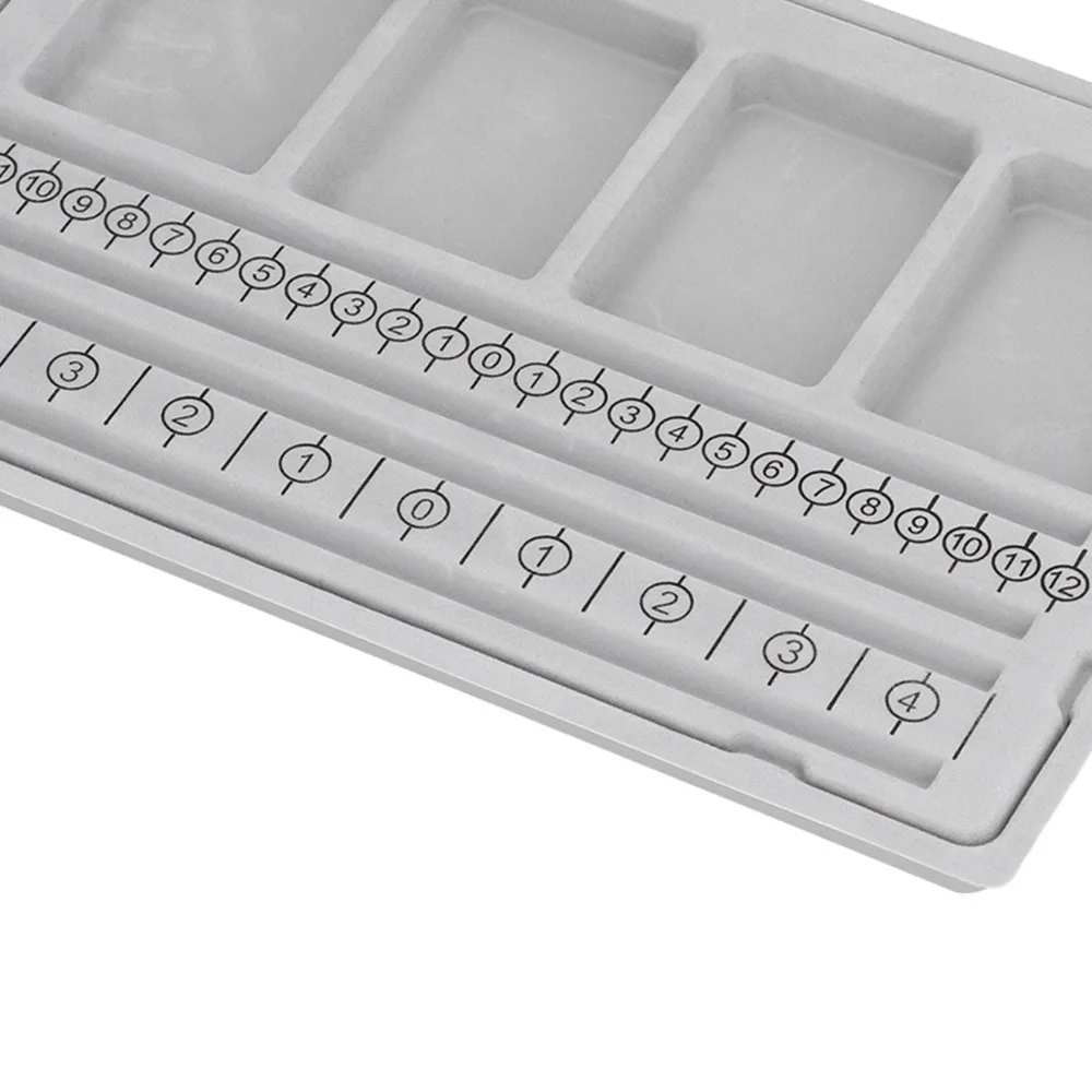 

Multi Functional Beaded Measuring Board Grey Flocked Surface Mini Size Beading Board Portable 4 Recessed Compartments