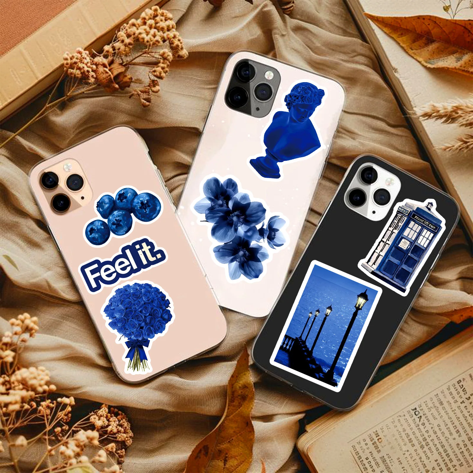 10/30/50 pezzi adesivi artistici blu scuro ins stile viaggio graffiti decalcomanie decorative chitarra fai da te telefono tazza d'acqua skateboard