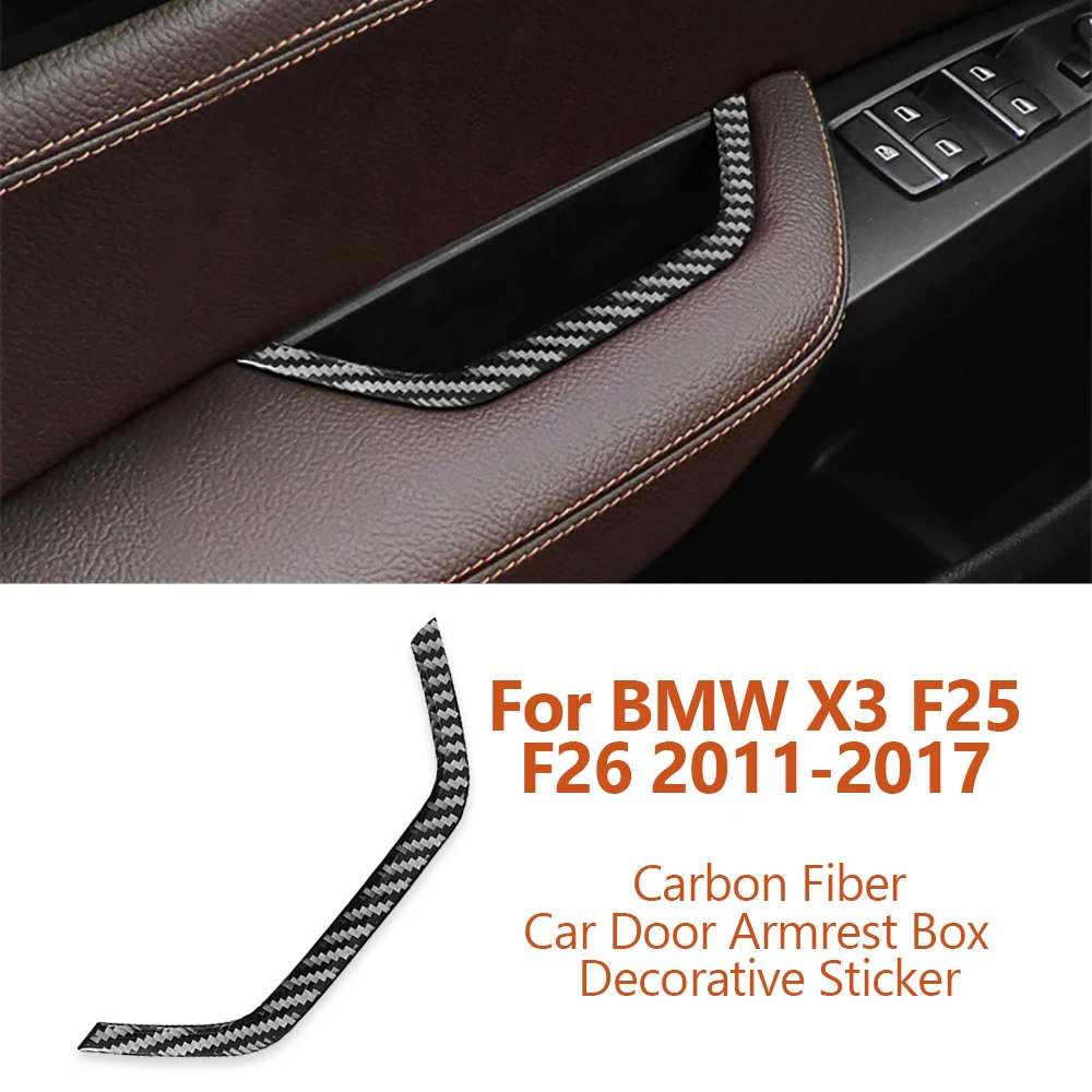 

For BMW X3 F25 F26 2011-2017 Car-styling Carbon Fiber Car Door Armrest Box Storage-box Decorative Sticker Inter Auto Accessories