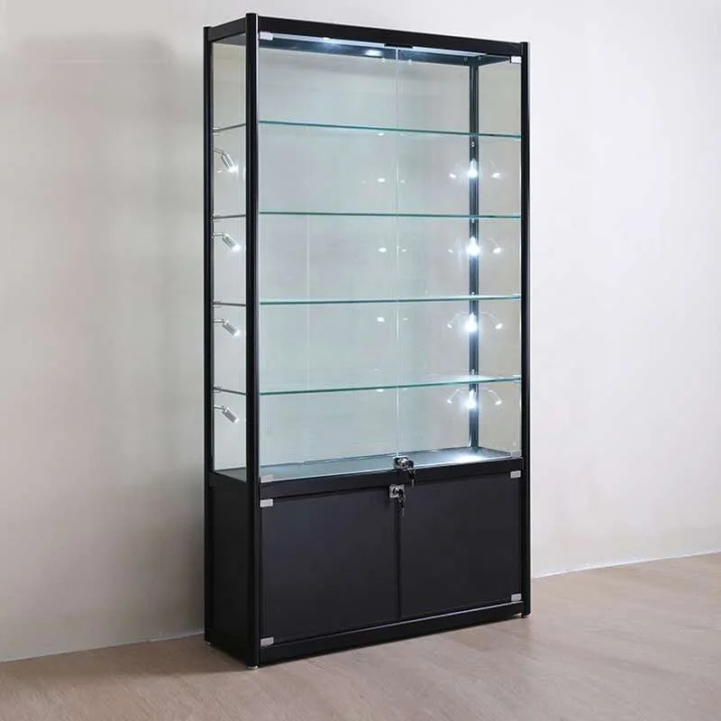 

2025customized.China Factory Made Fashion Jewellery Accessories Aluminum Wall Glass Cabinet Jewelry Display Jewelry Showcas