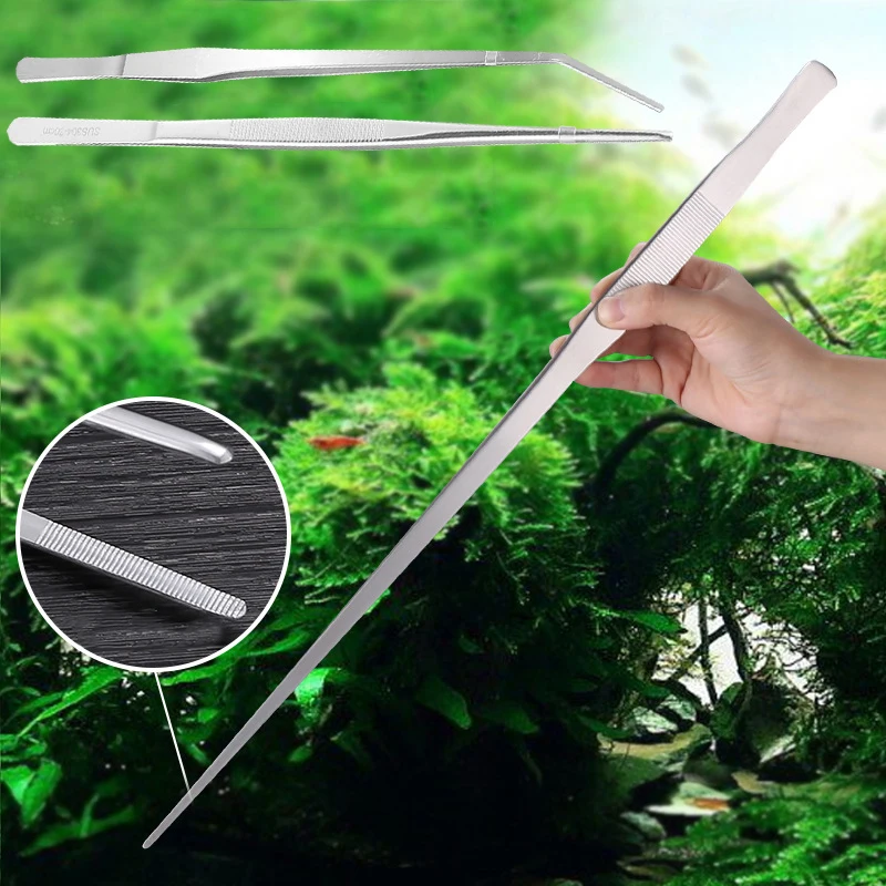 1PC Stainless Steel Aquarium Tweezer Straight Curve Tweezers Aquarium  Aquatic Plant Tweezer Fish Tank Cleaner Aquarium Gatget