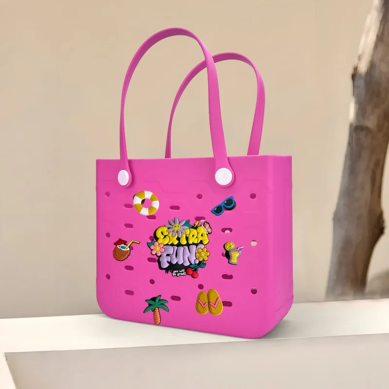 Colgante de bolsa de playa de dibujos animados, accesorios de viaje, fácil de insertar y reemplazar, 7 piezas