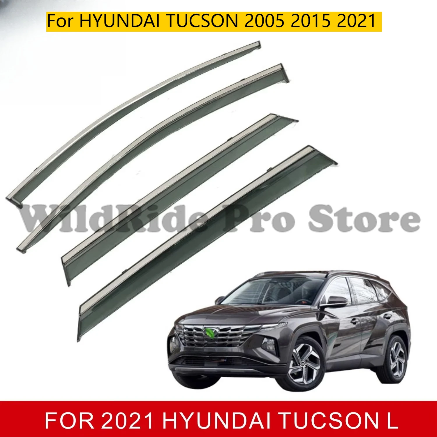 

Car Window Visor for HYUNDAI TUCSON 2005 2015 2021 Wind Deflectors,Injection with Stainless Steel,PC Material