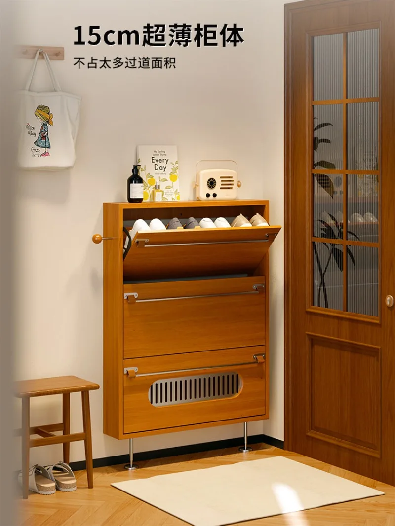 

Medieval Spain ultra-thin shoe cabinet door suspended solid wood extremely narrow tipping bucket multi-function