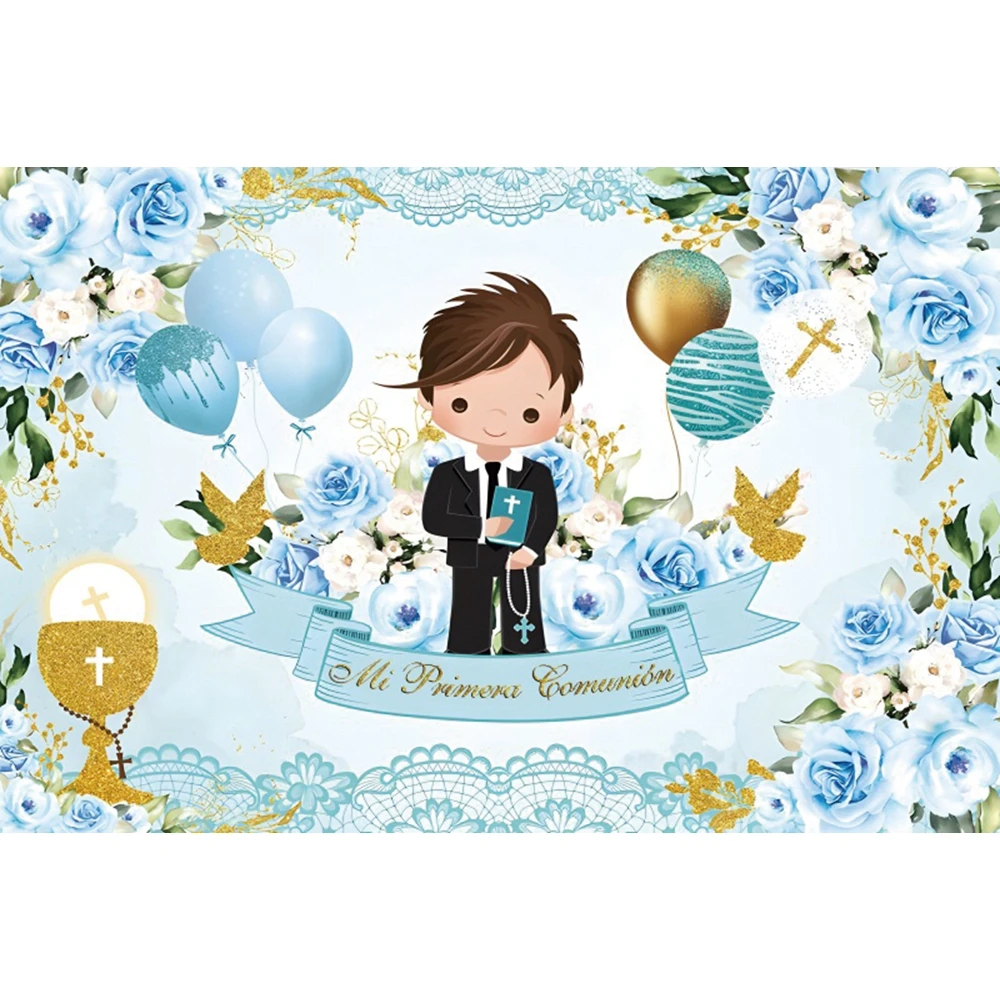 Мой фон для первого причастия детская декорация для фотосъемки с изображением золотого Креста и надписью God Bless