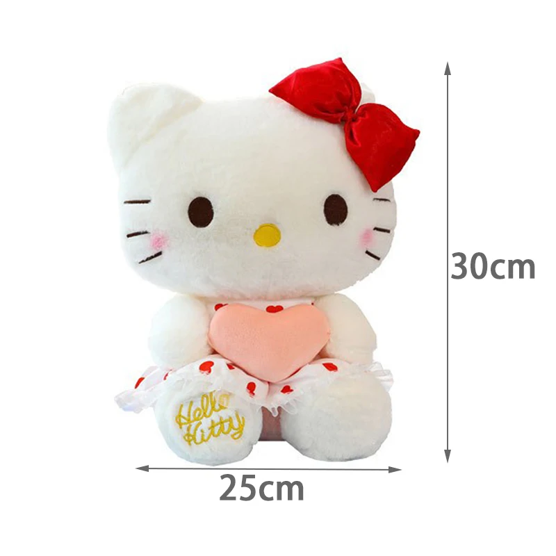 Hello Kitty Cartoon Plush Toy Dol l 30CM Cute  Flower Skirt Heart hugging Butterfly KT Pillow Birthday Gift Toy For Children