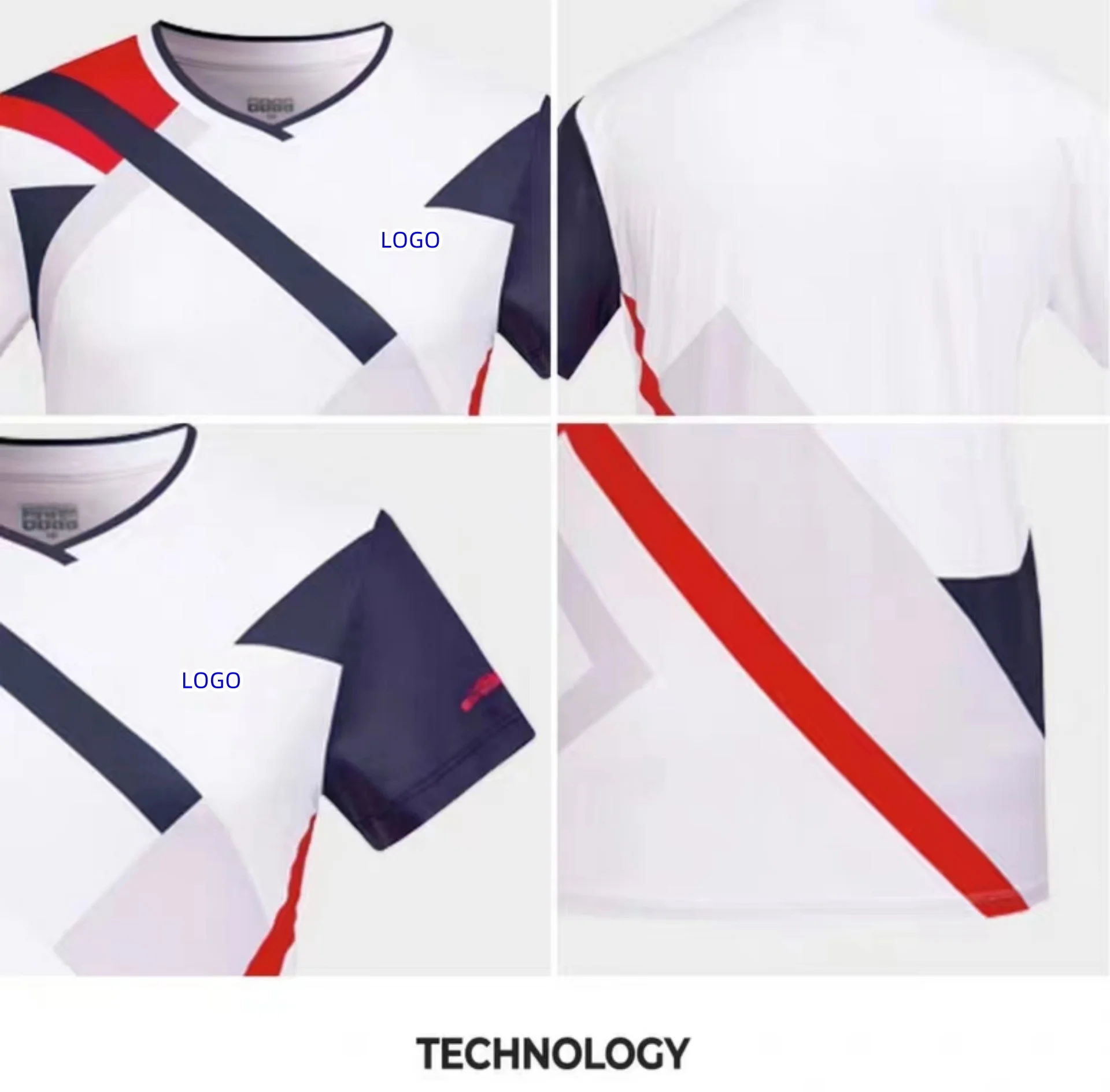 Customized men's and women's badminton T-shirt Breathable quick drying light V-neck tennis shirt accept customized service