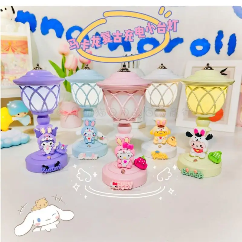 Sanrioeed Cinnamoroll Kuromi Kawaii Cartoon Retro Desk Lamp Hello Kittys My Melody Cute Romantic Led Desk Lamp Mini Night Light