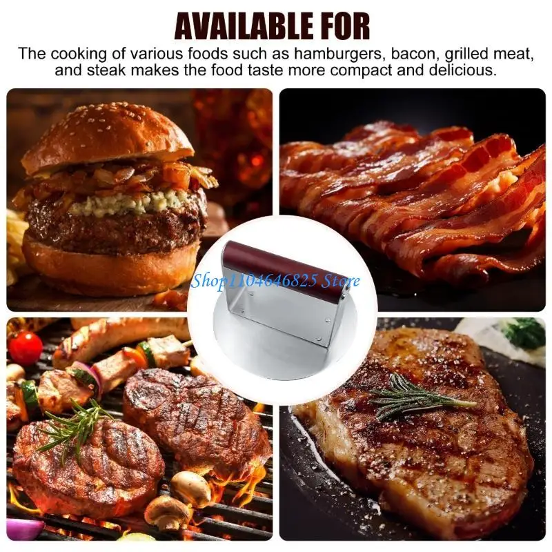 

Beechwood Handle Burger Patty Press Stainless Steel Base Multipurpose Kitchen Tool For Meats Fish Vegetables