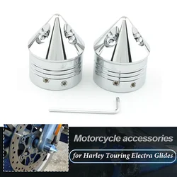 2X Motorcycle Front Axle Nut Covers Caps For Harley Sportster Iron 883 1200 Touring Street Glides Road Kings Glides VRSC Softail