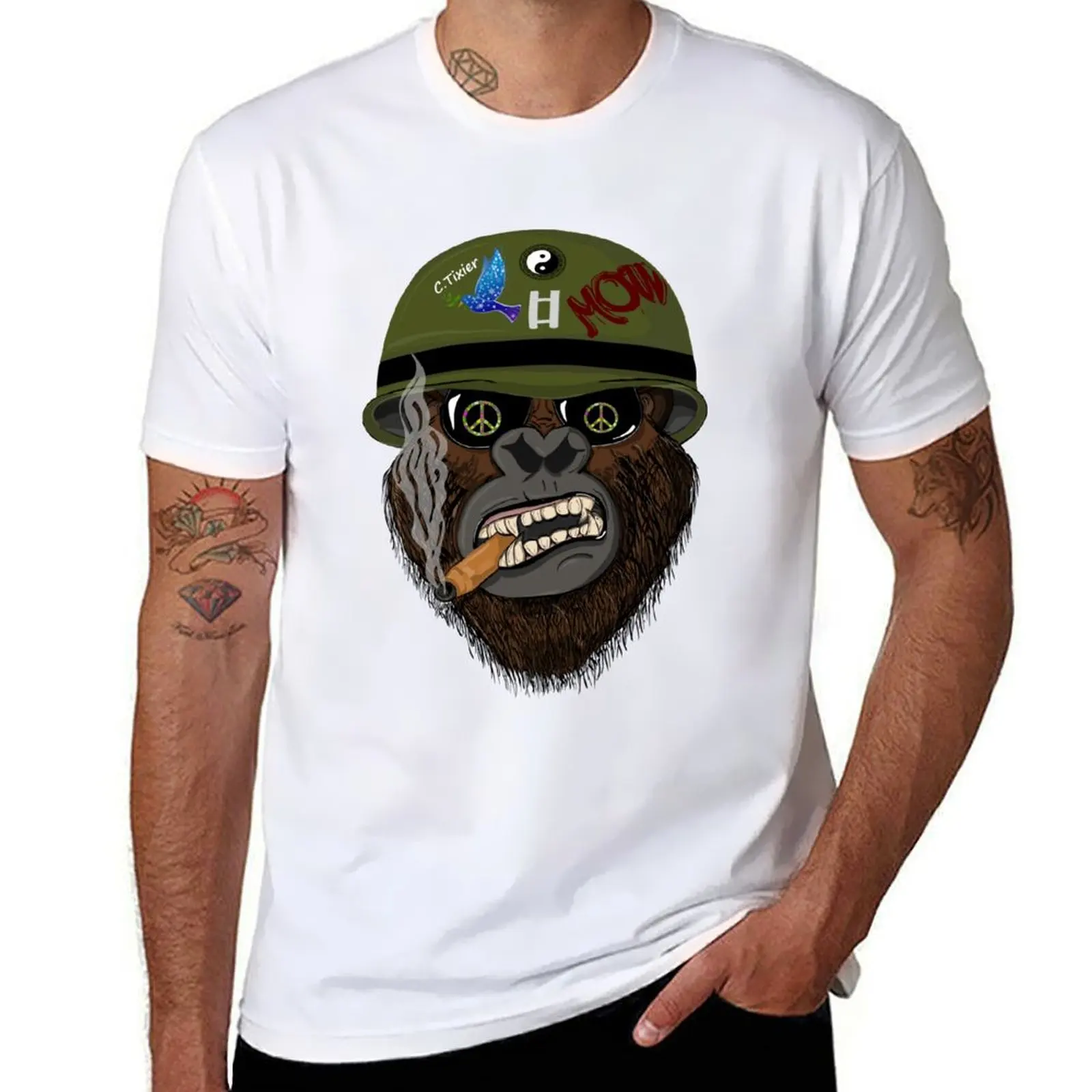 

Drunken Monket Style Digital Art T-Shirt cotton t shirts high quality t shirt man plain T-Shirt