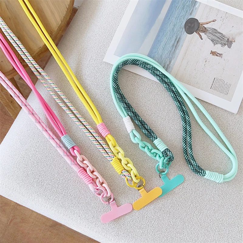 Colorful Phone Strap Shoulder Neck Band Metal Buckle Plastic Key Chain Rope For Cards Anti-lost Crossbody Universal Long Lanyard