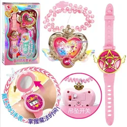 Kids Flower Fairy Magic Necklace Dream Watch Set Girl Princess Magic Colorful Light Music Necklace Magic Light-emitting Toys