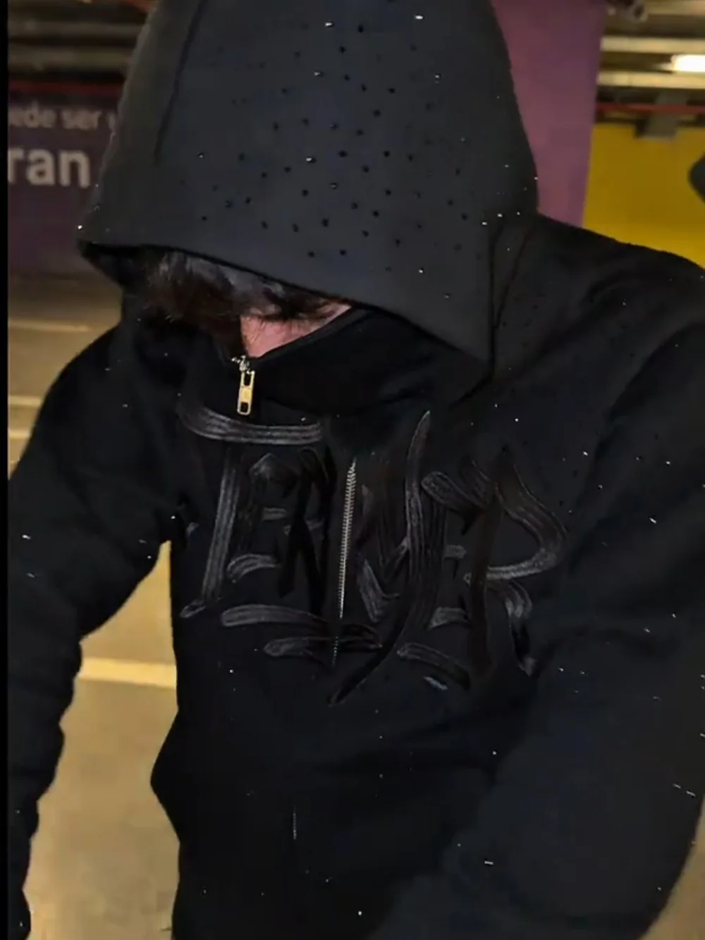 New Autumn Winter Hot Diamond Double Hat Hoodie Dark Style Unisex Zipper Embroidered Cardigan Casual Warm Top