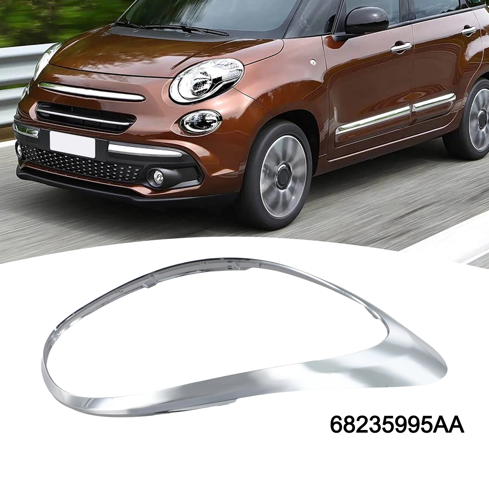 

Хромированная накладка на левую фару (серебристая), номер OEM 68235995AA, номер OEM 77366440, износостойкий материал, не деформируется.