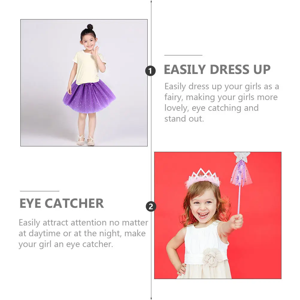 Girls Fairy Costume Dress Set with Wand Tutu Ballet Skirt for Toddler Birthday Party Dress Up