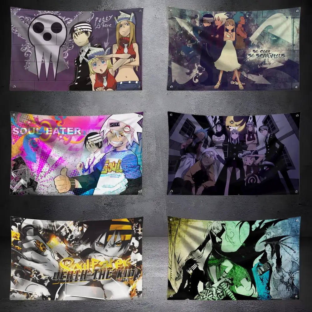 S-Soul Eater Anime Retro Flags Custom Camping Outdoor Garden Room Bedroom Decor Party Backdrops Wall Art Family Gifts