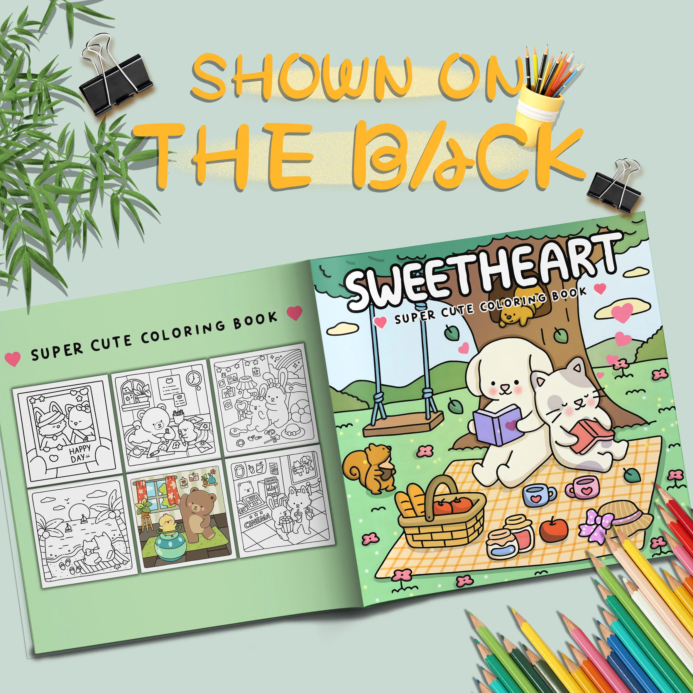 Sweet and Adorable Animated Animal Picture Book - Healing Green Coloring Book for Kids and Adults