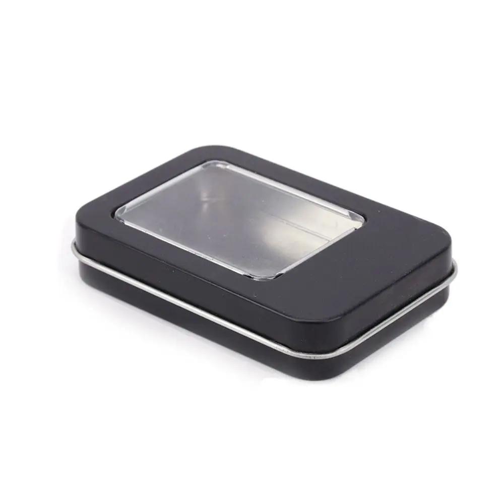

Multicolor Tin Box with Clear Window Lid Empty Rectangular Nail Art Display Case Candy Package Metal Box Jewelry Box