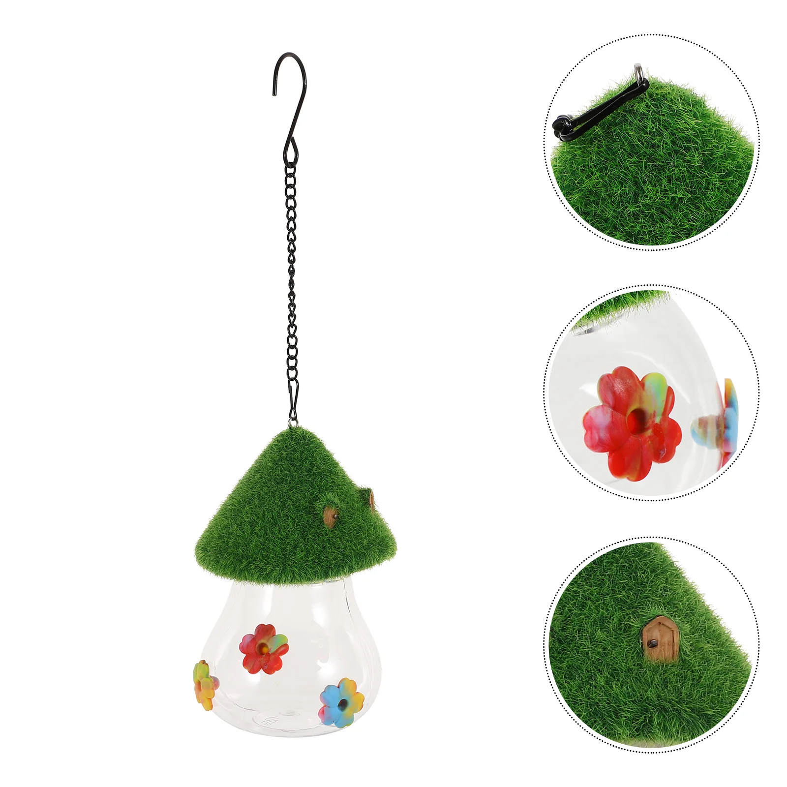 

Mushroom House Bird Feeder Hummingbird Garden Hanging Food Container Ornament Plastic