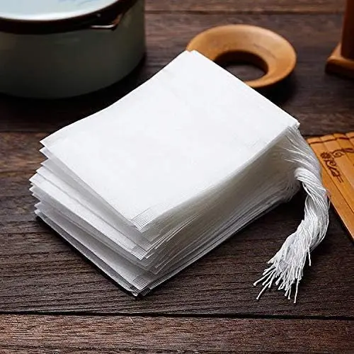 300/50PCS Disposable Teabags Non-woven Fabric Tea Filter Bags for Coffee Spice Tea Bag with Drawstring Filters Kitchen Teaware