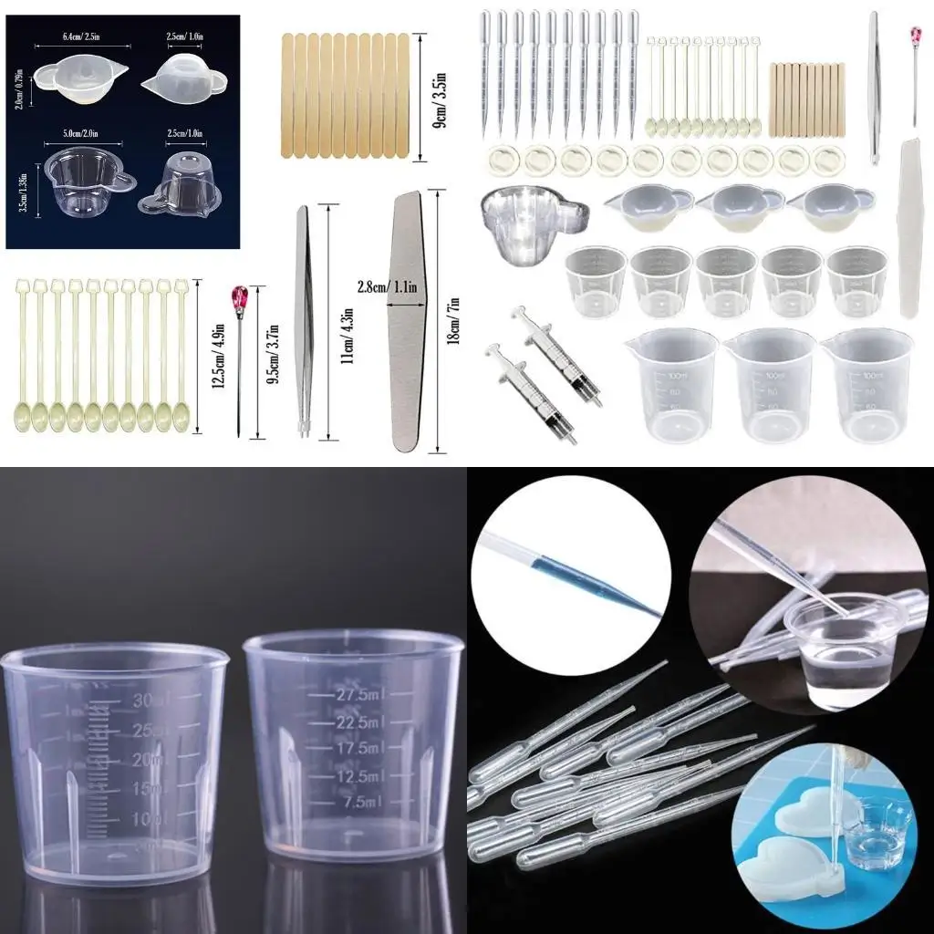 

P9FE 1 SET SILICONE 100 мл измерения чашки Card Slot Cup Cups Cups Cups Shreamrer Shreamring Смешание палочек