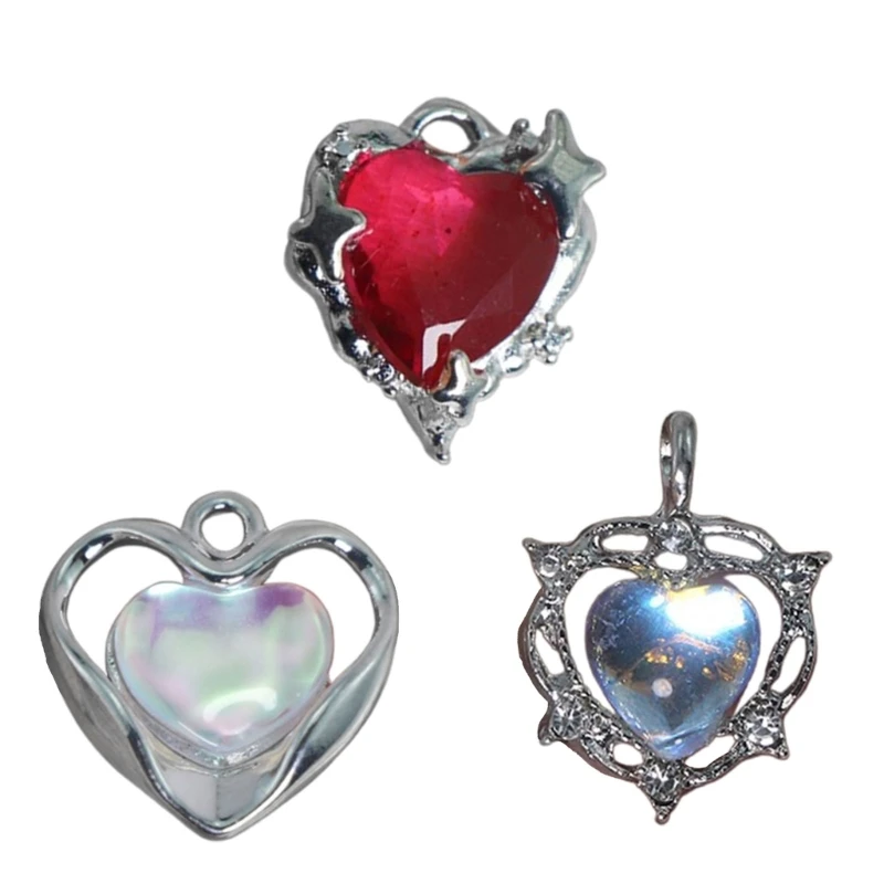 Fashion Crystal Heart Pendant Loose Beads Love Heart Charm for DIY Jewelry Necklace Earrings Making Supplies Accessories