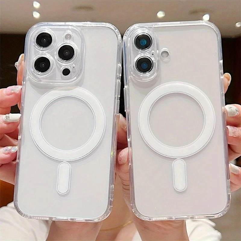 Funda magnética transparente TMK de 1L para iPhone 17/17 Pro/17 Pro Max/16/15/14 Plus/13/12/11 Pro Max