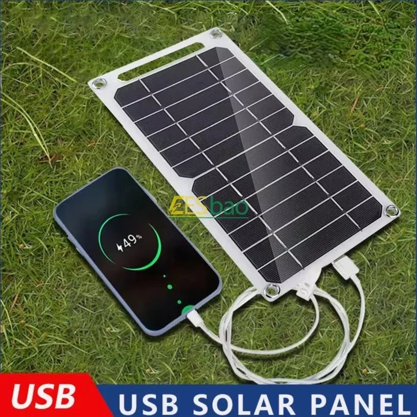 USB Solar Panel Outdoor 5W 5V Portable Solar Charger Pane Climbing Fast Charger Polysilicon Travel DIY Solar Charger Generator