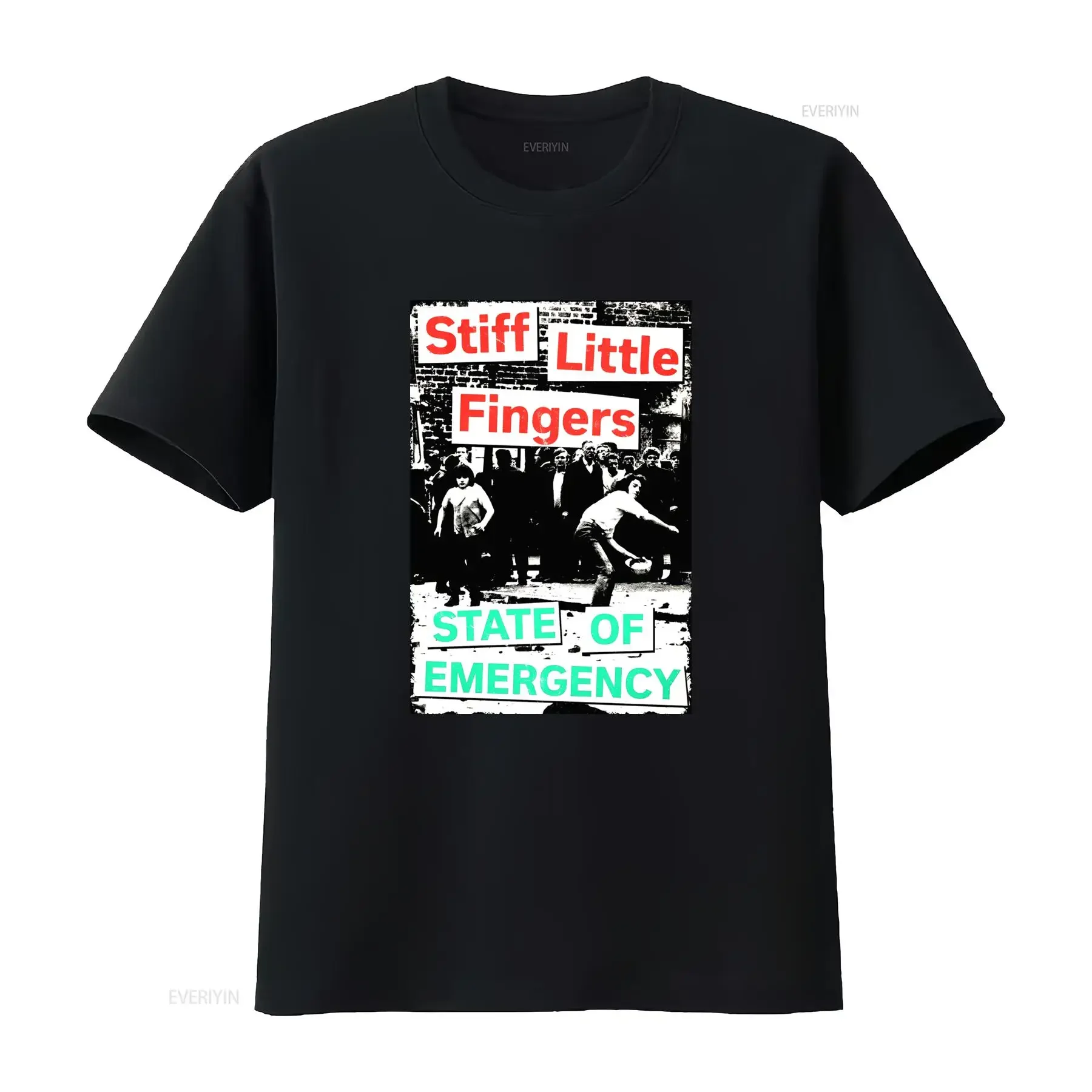 Stiff Little Fingers Band T Shirt Casual Crew Neck Slight Stretch Fabric Regular Fit Print Pattern Perfect for Men All season