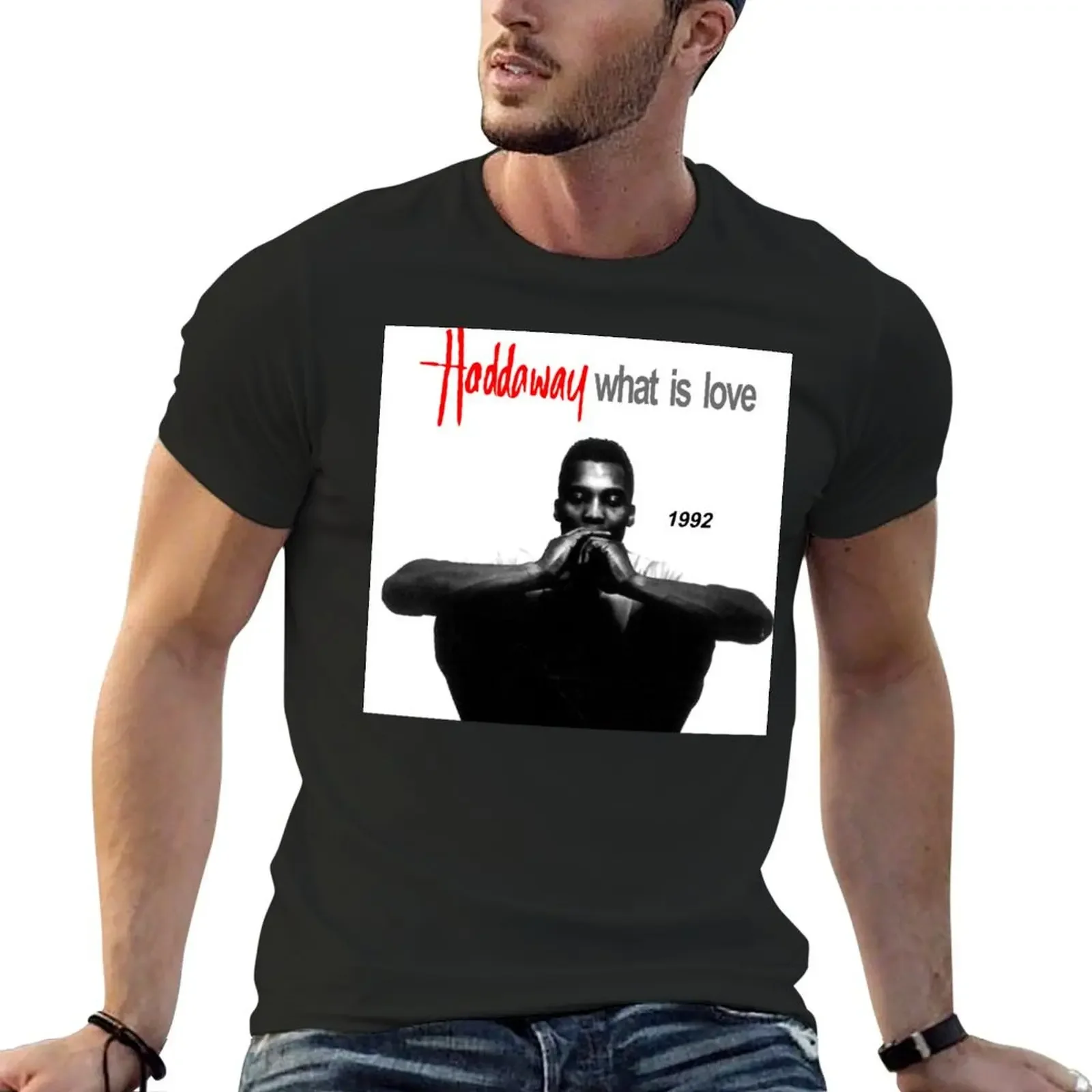 Haddaway - what is love 1992 - Dance 90s T-Shirt custom t shirt blue archive Short sleeve tee men