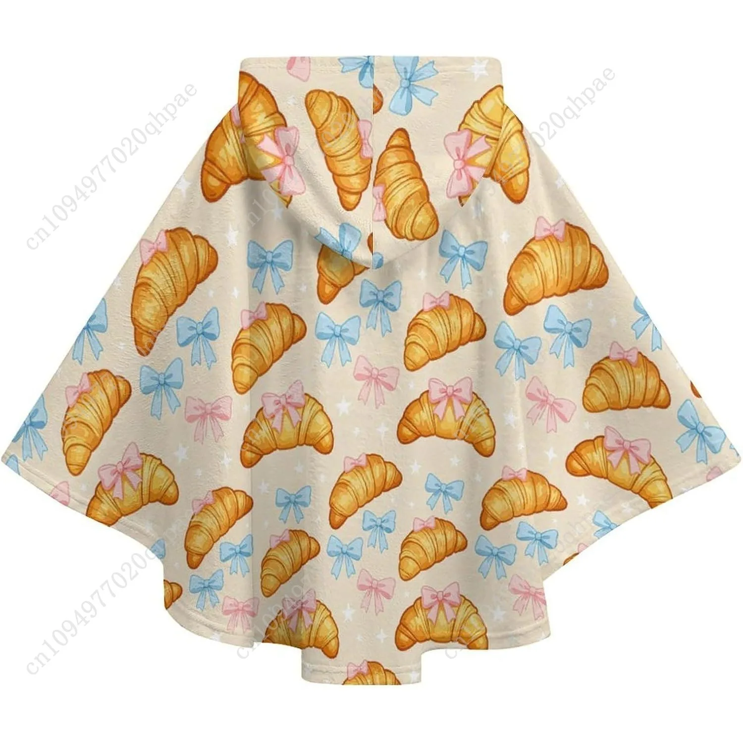 سترة بطانية مريحة من الفلانيل، قلنسوة كبيرة الحجم بنمط نجمة القوس الكرواسون مع جيوب للأطفال والمراهقين #6