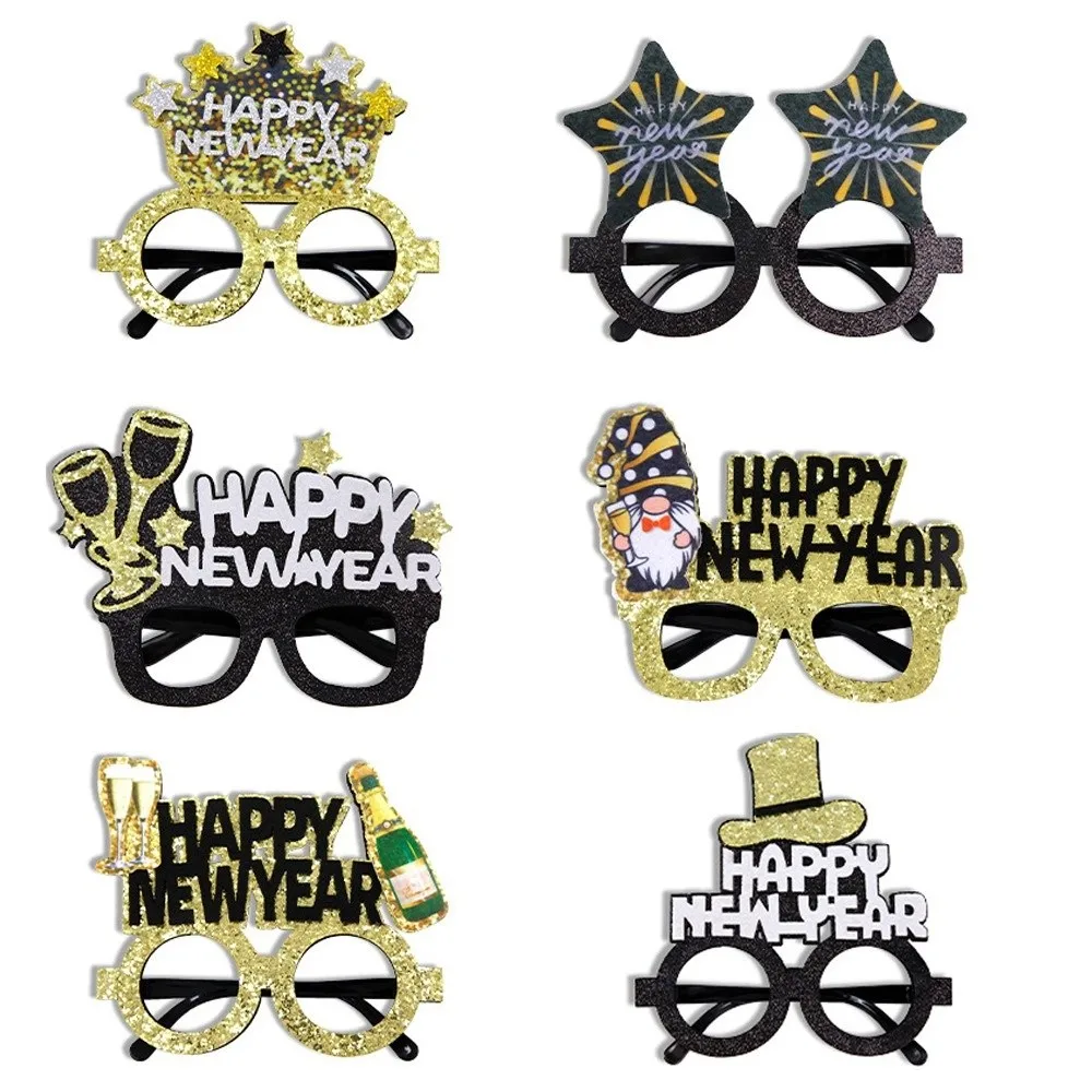 

Glitter 2026 New Year Glasses Letters and Numbers Sequin Happy New Year Glasses Colorful Cheers Star New Year Decorative Glasses