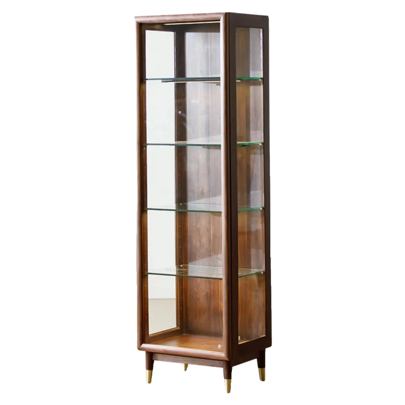 North American black walnut display cabinet All solid wood wine cabinet Storage living room Simple and modern
