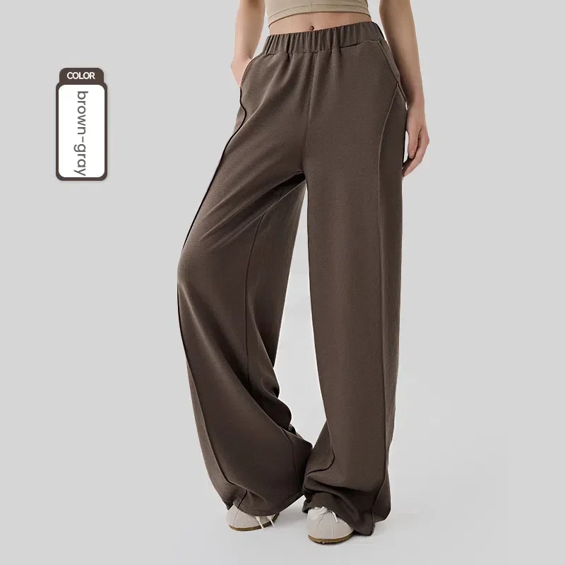 Women's Warm Straight Pants Winter Plus-fleece Wide Leg Trousers loose Casual Sports Pants Woman clothes street style