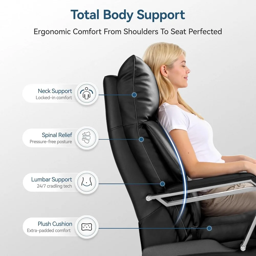 كرسي مكتب تنفيذي كهربائي مزدوج المحرك M80 مع مسند للقدمين، كرسي مكتب مريح للاستلقاء مقعد عريض