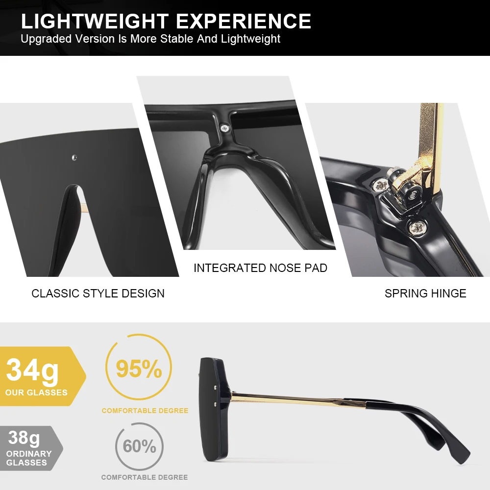 CRIXALIS Übergroße Quadratische Randlose Sonnenbrille Männer Outdoor Sport Reisen Klettern Sonnenbrille Männlichen Mode Brille Shades UV400 – Detail 2