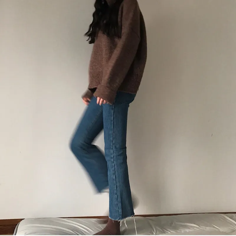 

Loose Straight Leg Blue Jeans plus Size Women's Faion Pear ape Body Fit Nine Point Pants Casual Comfortable plus Size Jeans