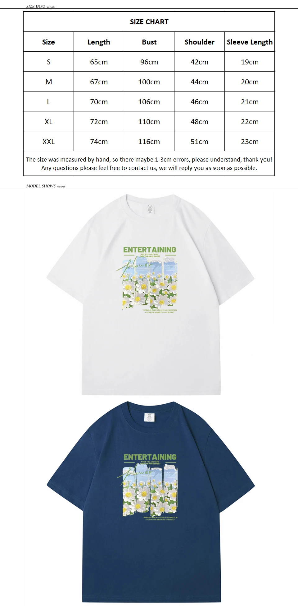 WAVLATII Neue Damen-T-Shirts mit gelbem Blumenmuster, weiblich, lässig, aus Baumwolle, weich, grün, kurzärmelig, für den Sommer, WT2402 – Detail 1