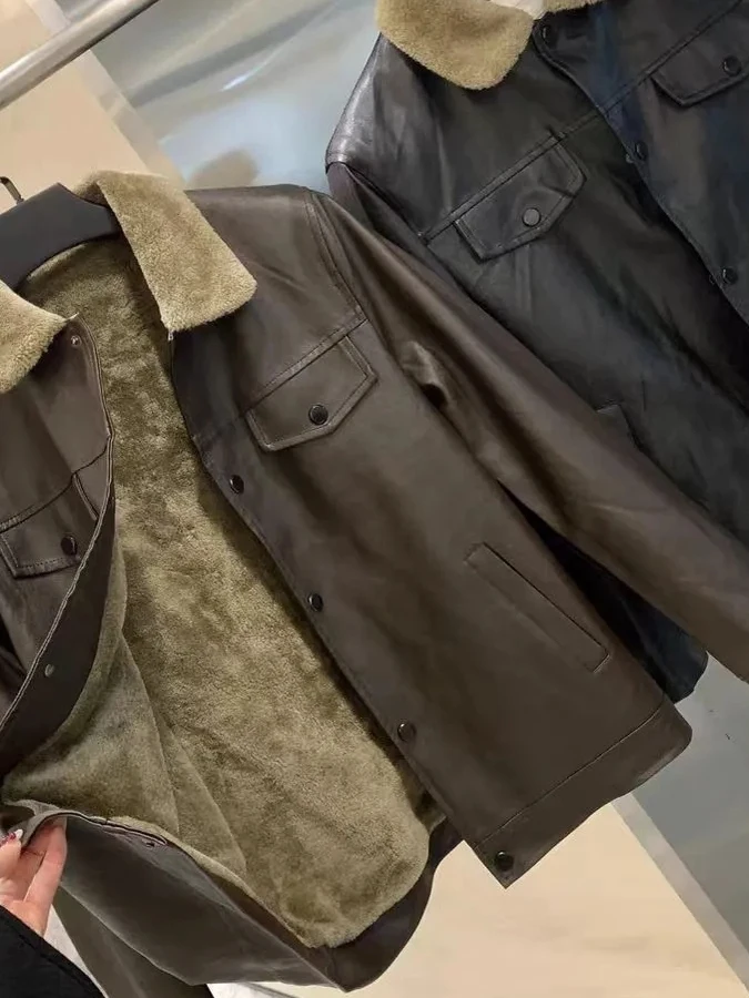 

Утепленная куртка-косуха из искусственной кожи для мужчин, повседневная, мягкая, винтажная, зимняя верхняя одежда