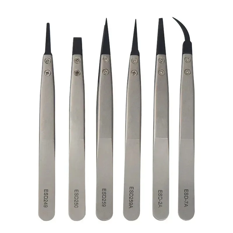 1PC Watch Hands Installation Work Tweezers Straight Elbow Handle Stainless Antistatic Plastic Tweezers ESD-259 ESD-259A ESD-7A
