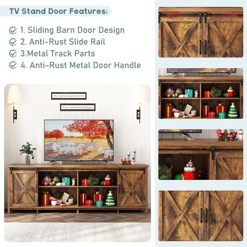 وحدة تحكم تلفزيون ريفية كبيرة 80 لـ 90 تلفزيونًا - مركز ترفيه واسع مع مساحة تخزين