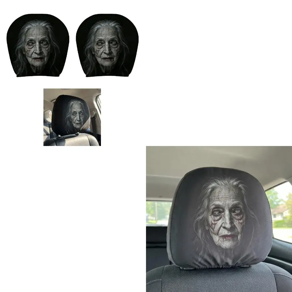 Prank Face Car Headrest Cover Cushion Funny Expression Universal Soft Fabric