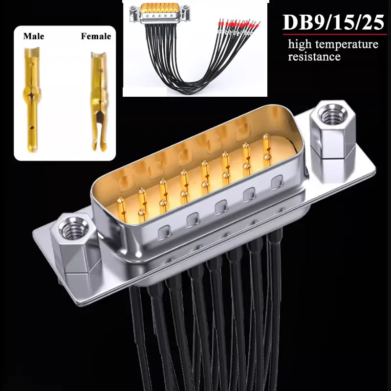 Cable de Conexión Industrial DB25 DB9, Cable Conector de 15 Pines, Cable DB15 Hembra/Macho, Cable de Datos PLC, Arnés de Datos, PTFE